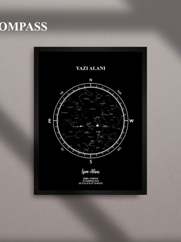 Kişiye özel gökyüzü haritası veya kişiye özel yıldız haritası tablo