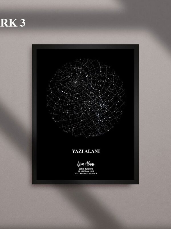 Kişiye özel gökyüzü haritası veya kişiye özel yıldız haritası tablo