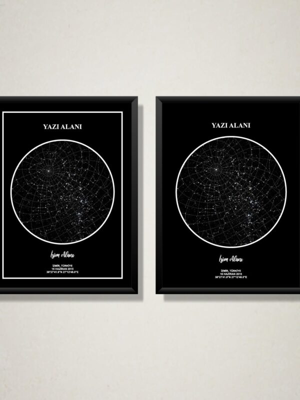 Kişiye özel gökyüzü haritası veya kişiye özel yıldız haritası tablo