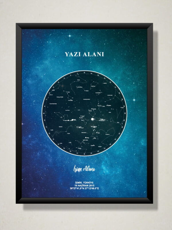 Kişiye özel gökyüzü haritası veya kişiye özel yıldız haritası tablo