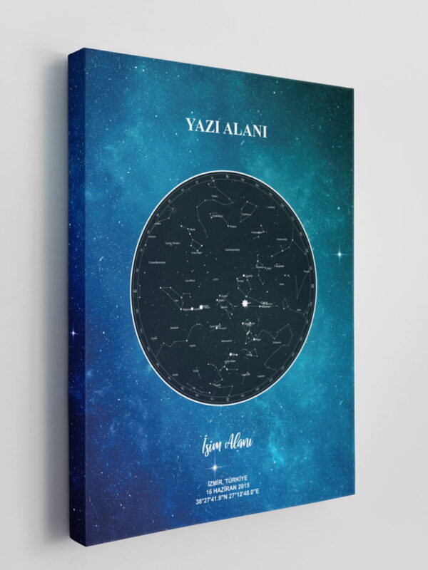 Kişiye özel Gökyüzü Haritası veya Yıldız Haritası Kanvas Tablo