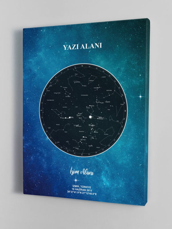 Kişiye özel Gökyüzü Haritası veya Yıldız Haritası Kanvas Tablo