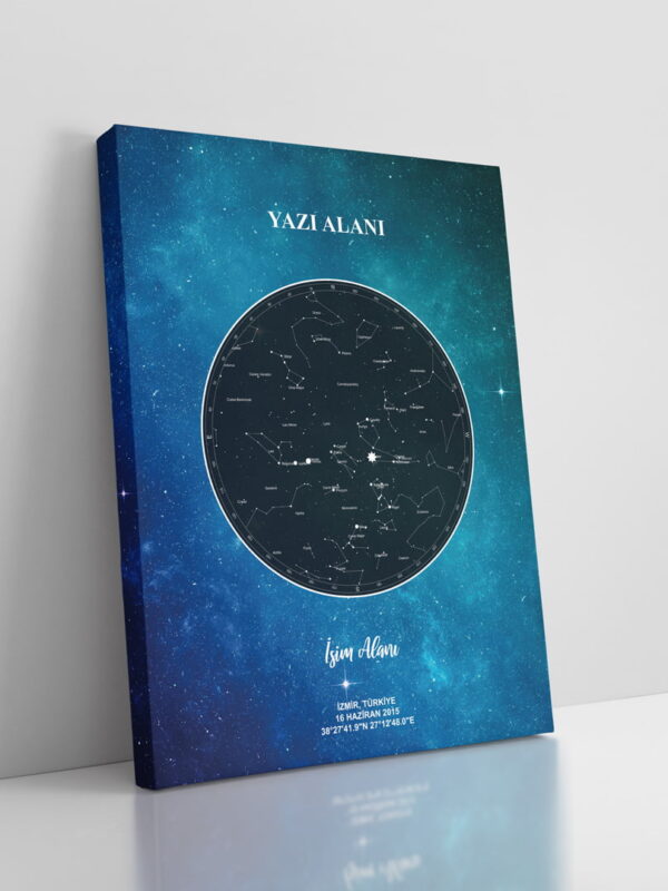 Kişiye özel Gökyüzü Haritası veya Yıldız Haritası Kanvas Tablo