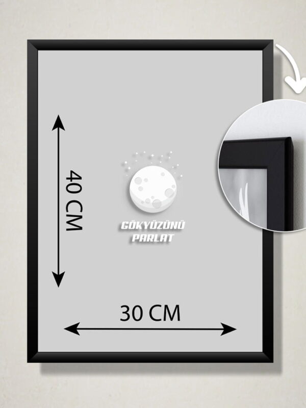 Kişiye özel gökyüzü haritası veya kişiye özel yıldız haritası tablo boyutu