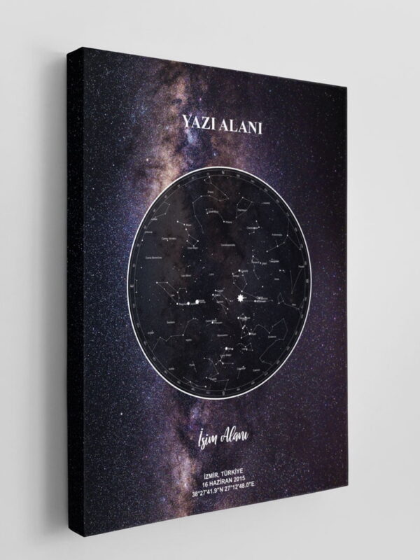 Kişiye özel Gökyüzü Haritası veya Yıldız Haritası Kanvas Tablo