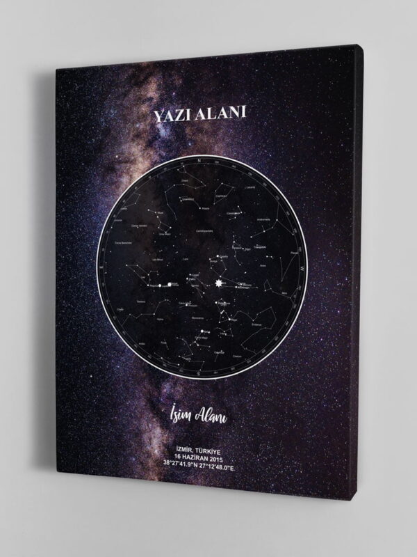 Kişiye özel Gökyüzü Haritası veya Yıldız Haritası Kanvas Tablo