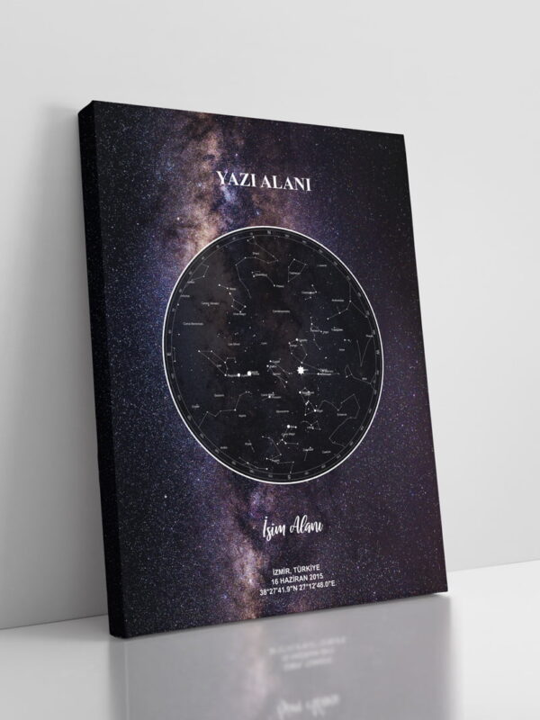 Kişiye özel Gökyüzü Haritası veya Yıldız Haritası Kanvas Tablo