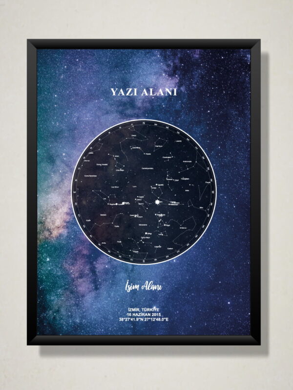 Kişiye özel gökyüzü haritası veya kişiye özel yıldız haritası tablo