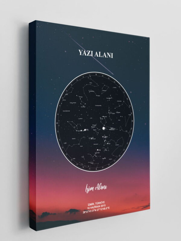 Kişiye özel Gökyüzü Haritası veya Yıldız Haritası Kanvas Tablo